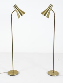 MANNER OF PAAVO TYNELL DANISH BRASS FLOOR LAMPS