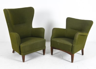 STYLE OF MOGENS LASSEN WINGBACK LOUNGE CHAIRS