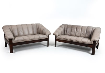 EKORNES NORWEGIAN ROSEWOOD & LEATHER SOFAS C 1970S