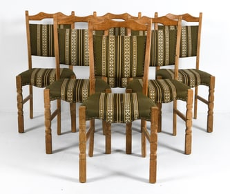 (6) ATTR. HENNING KJAERNULF OAK DINING CHAIRS