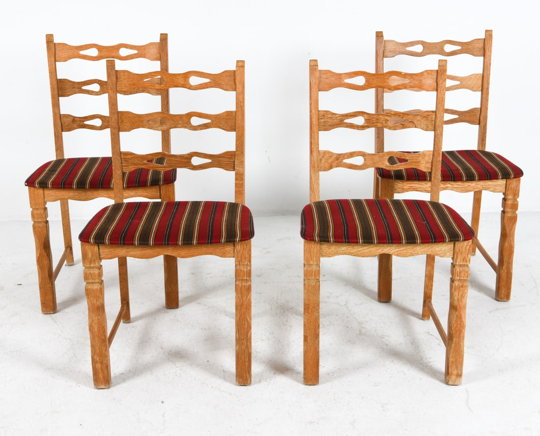 (4) ATTR. HENNING KJAERNULF OAK LADDER BACK CHAIRS (1 of 10)