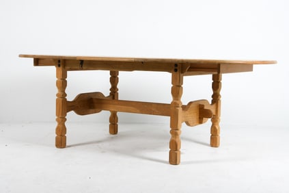 HENNING KJAERNULF STYLE OAK EXTENDING TABLE 1960S