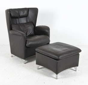 DE SEDE DS-23 LEATHER LOUNGE CHAIR W/ OTTOMAN