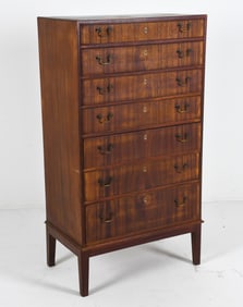 FRITS HENNINGSEN MAHOGANY TALL BOY CHEST C. 1940S