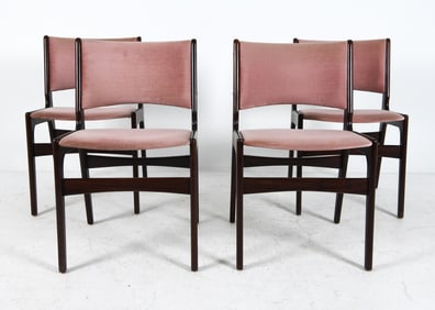 (4) ERIK BUCH ROSEWOOD & VELOUR CHAIRS C. 1960S