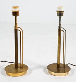 PAIR OF MASSIVE BRASS TABLE LAMPS C. 1980S