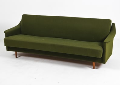 FRITZ HANSEN STYLE WOOL & TEAK DAYBED SOFA 1960S