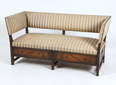 BIEDERMEIER STYLE DANISH OAK & WOOL SOFA