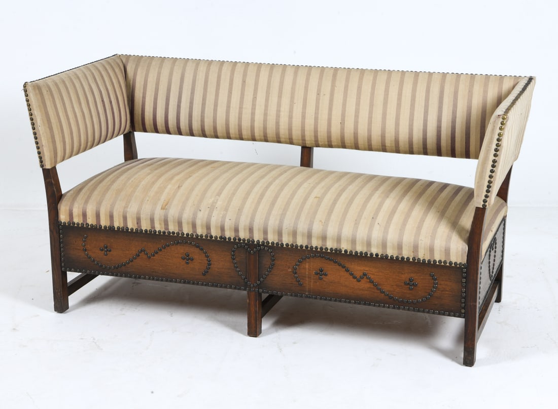 BIEDERMEIER STYLE DANISH OAK & WOOL SOFA (1 of 9)