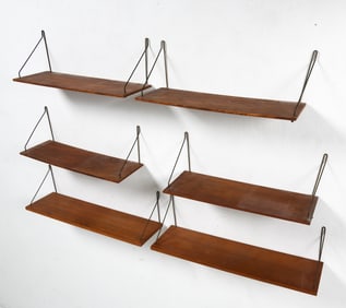 DANISH TEAK WALL SHELF GROUPING C. 1960S