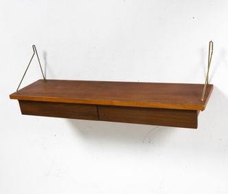 ATTR. DANSK MOBEL DANISH TEAK WALL SHELF W/DRAWER