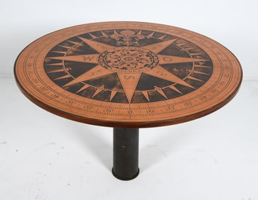 VINTAGE COPPER COMPASS PEDESTAL TABLE