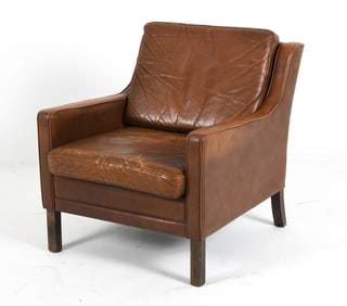 BORGE MOGENSEN DANISH LEATHER LOUNGE CHAIR C 1960S