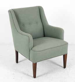 STYLE OF FRITZ HANSEN WOOL & BEECH LOUNGE CHAIR