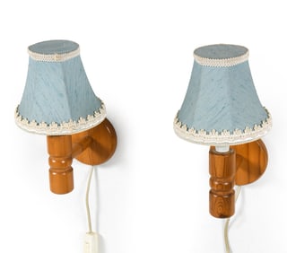PAIR OF SWEDISH PINE WALL SCONCES C. 1970S