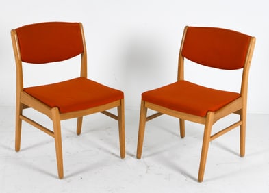 MANNER OF HELLAND MOBLER OAK & WOOL SIDE CHAIRS