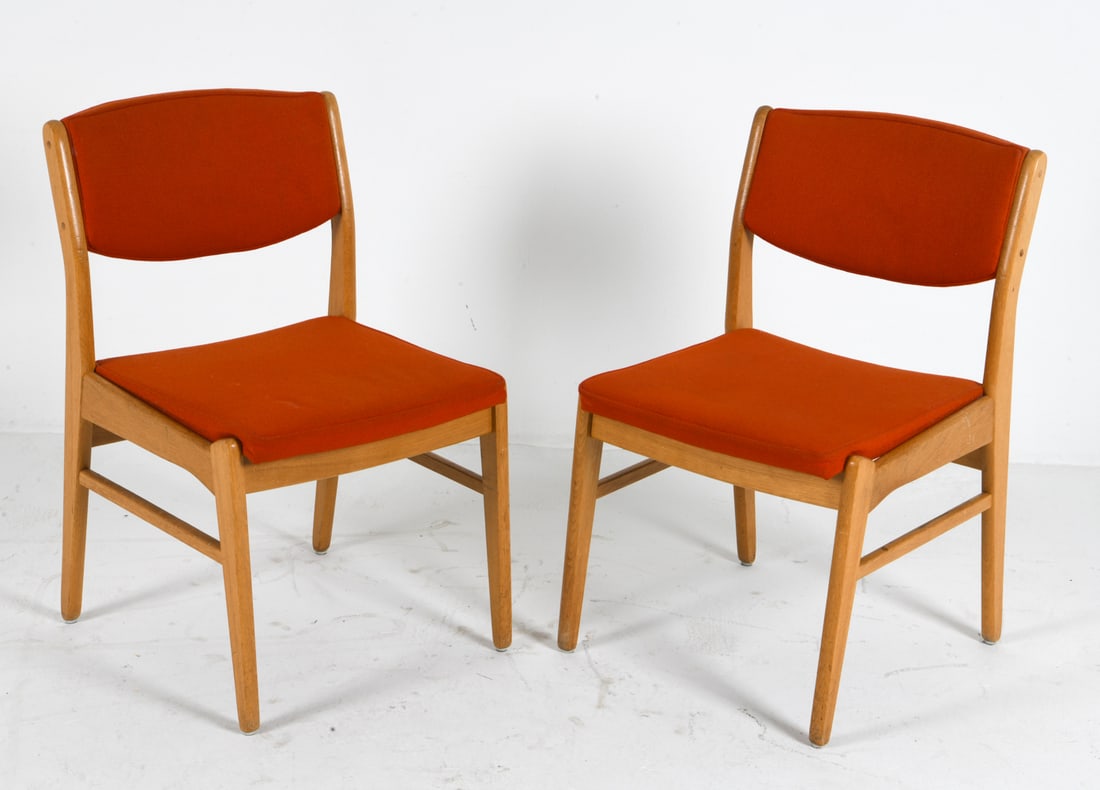 MANNER OF HELLAND MOBLER OAK & WOOL SIDE CHAIRS (1 of 8)