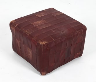 DE SEDE PATCHWORK LEATHER POUF OTTOMAN C. 1970S