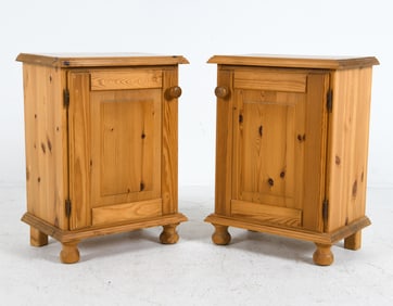 PAIR OF SWEDISH PINE NIGHTSTANDS SIDE TABLES 1970S