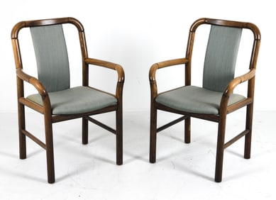 PAIR OF BENNY LINDEN WALNUT & WOOL ARMCHAIRS