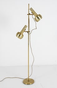 HANS SCHMIDT BRASS TONED DOUBLE LIGHT FLOOR LAMP
