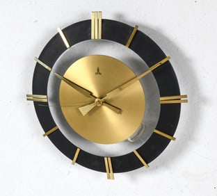 DOM GERMAN BRASS TONED WALL CLOCK C. 1970S