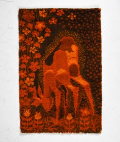 DANISH SHAG DEER RUG C. 1960S