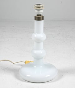 HOLMEGAARD WHITE OPALINE GLASS TABLE LAMP C. 1970S