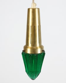 DANISH BRASS & GLASS PENDANT LIGHT C. 1960S