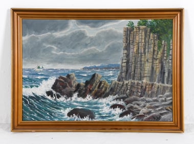 MID-CENTURY DANISH SEASCAPE O/C
