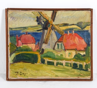 SCANDINAVIAN MID-CENTURY WINDMILL LANDSCAPE O/C