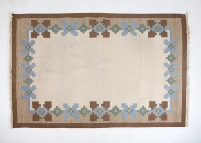 VINTAGE SWEDISH GEOMETRIC WOOL RUG