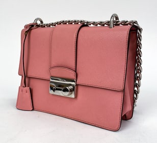 PRADA PINK SAFFIANO CHAIN SHOULDER BAG