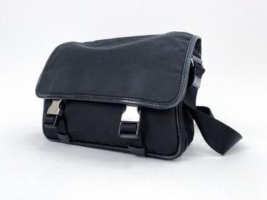 PRADA BLACK NYLON MESSENGER BAG