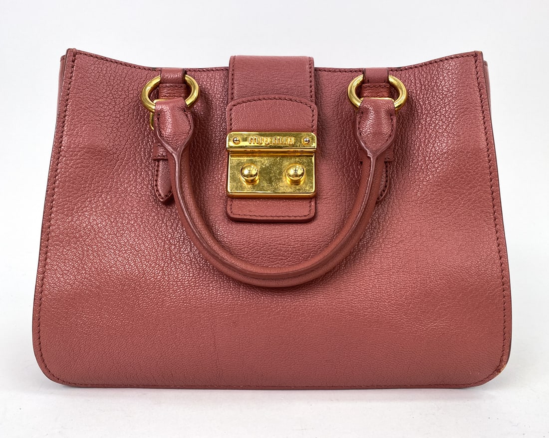 MIU MIU PINK CALFSKIN LEATHER BUCKLE HANDBAG (1 of 19)