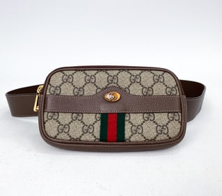 GUCCI OPHIDIA BROWN WAIST BELT BAG