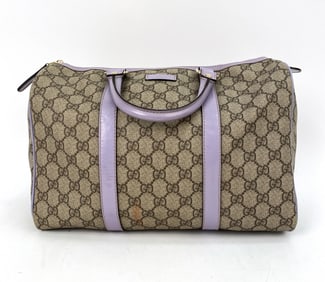 GUCCI JOY BOSTON HB PURPLE COATED CANVAS HANDBAG