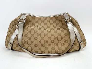 GUCCI GOLD CANVAS ABBEY TOTE BAG