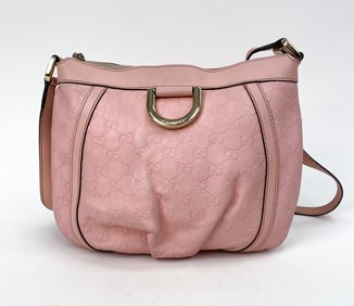 GUCCI PINK GUCCISSIMA D RING ABBEY MESSENGER BAG
