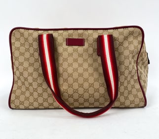 GUCCI SOFT CARRY ON DUFFLE RED CANVAS TRAVEL BAG