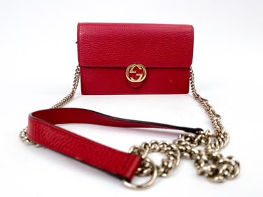 GUCCI RED INTERLOCKING CHAIN WALLET