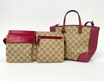 GUCCI CANVAS TOTE & WAIST POUCH BELT BAG GROUPING