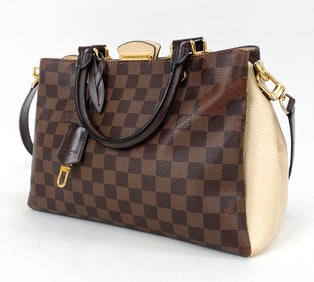 LOUIS VUITTON BRITTANY DAMIER EBENE BEIGE HANDBAG