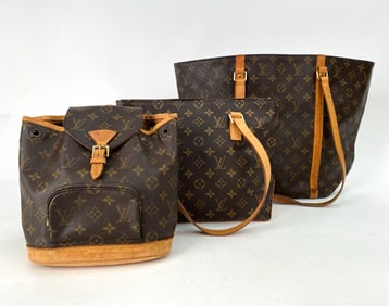 LOUIS VUITTON TOTE BAGS & BACKPACK GROUPING