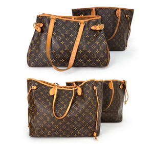 LOUIS VUITTON NEVERFULL & SHOULDER BAG GROUPING
