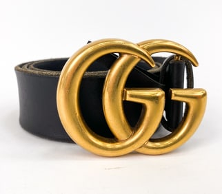 GUCCI GG MARMONT WOMENS BLACK LEATHER BELT