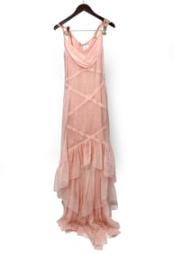 CHANEL BY KARL LAGERFELD PINK SILK CHIFFON DRESS