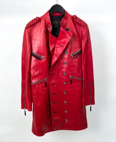 LOUIS VUITTON RED LEATHER TRENCH COAT 2016