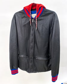 GUCCI SYLVIE WEB LEATHER MEN'S BOMBER JACKET