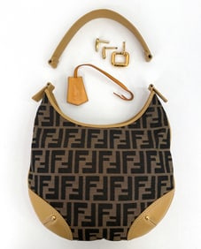 FENDI BROWN ZUCCA CANVAS HOBO BAG, FOR REPAIR